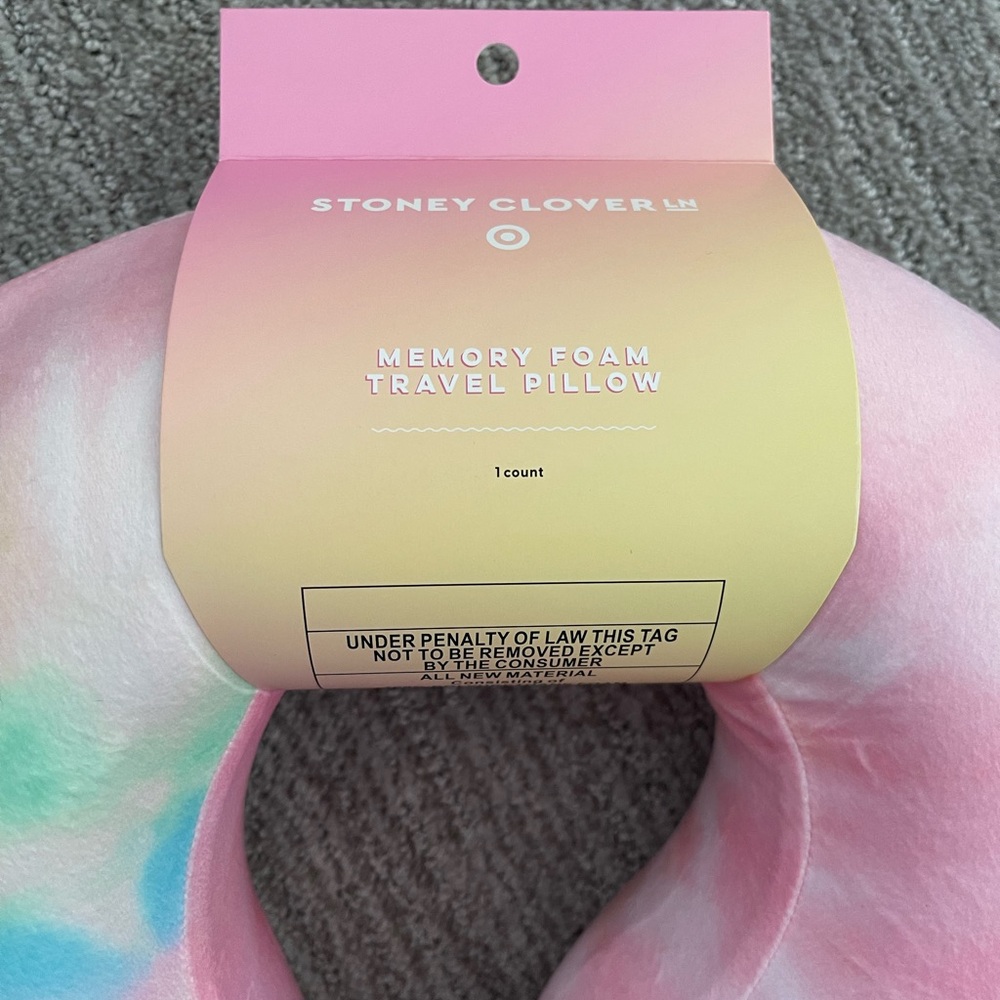 Stoney Clover Memory Foam Travel Pillow tie dye